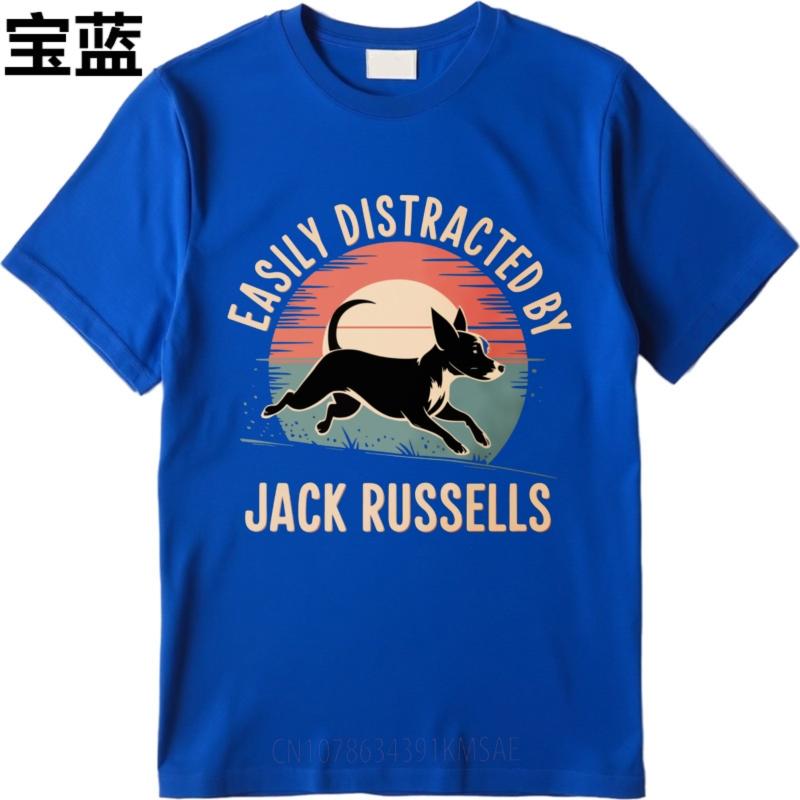 Comfortable Male O Neck Tshirt Fashion Easily Distracted By Jack Russells Hiphop Unisex Teeshirt Summer Tshirt Everyday Tee