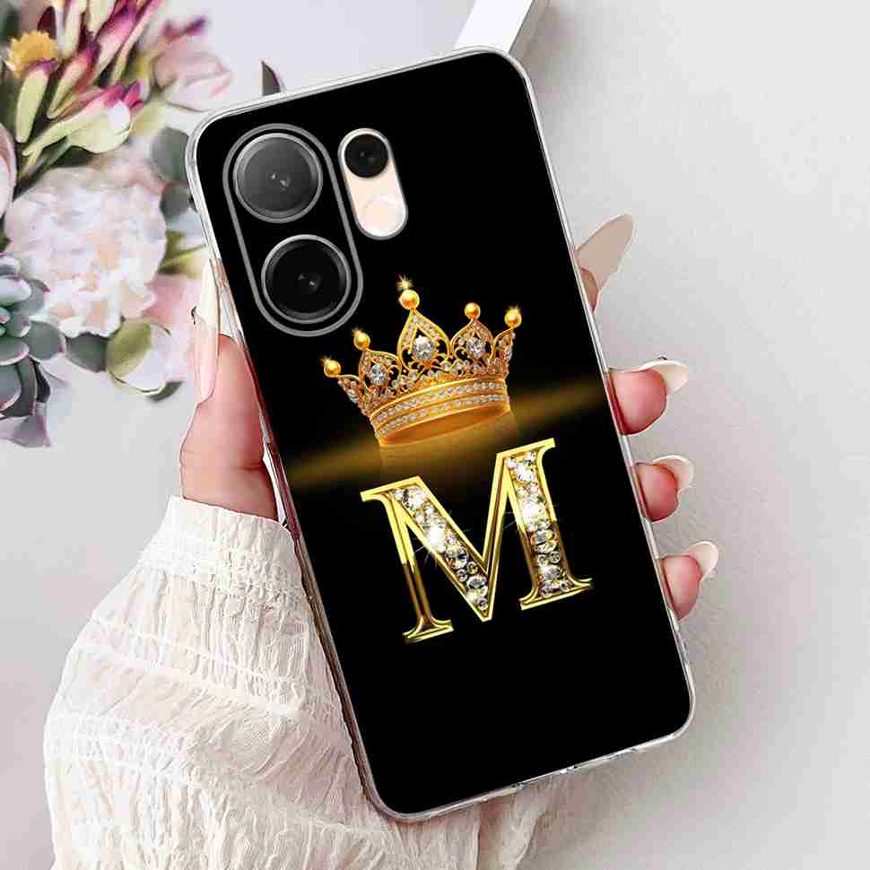 For vivo V60 5G 6.67" Case Popular Letters A-Z Crown Soft Silicone TPU Cover For Vivo v60 5G VIVO V2511 Bumper Phone Shell Coque