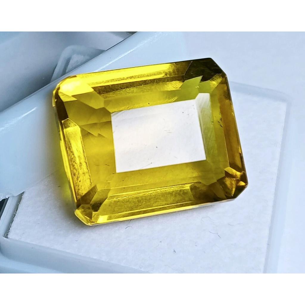 Natural Brazilian Yellow Topaz 22.65 Ct Emerald Cut Certified Fabulous Gemstone