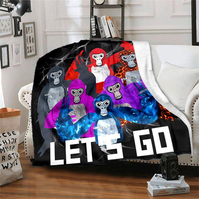 1pc Blanket Gorilla Tag Print Design, Lightweight Blanket for Sofa, Bed- Soft &Warm, Gift for All Seasons like Christmas, Halloween