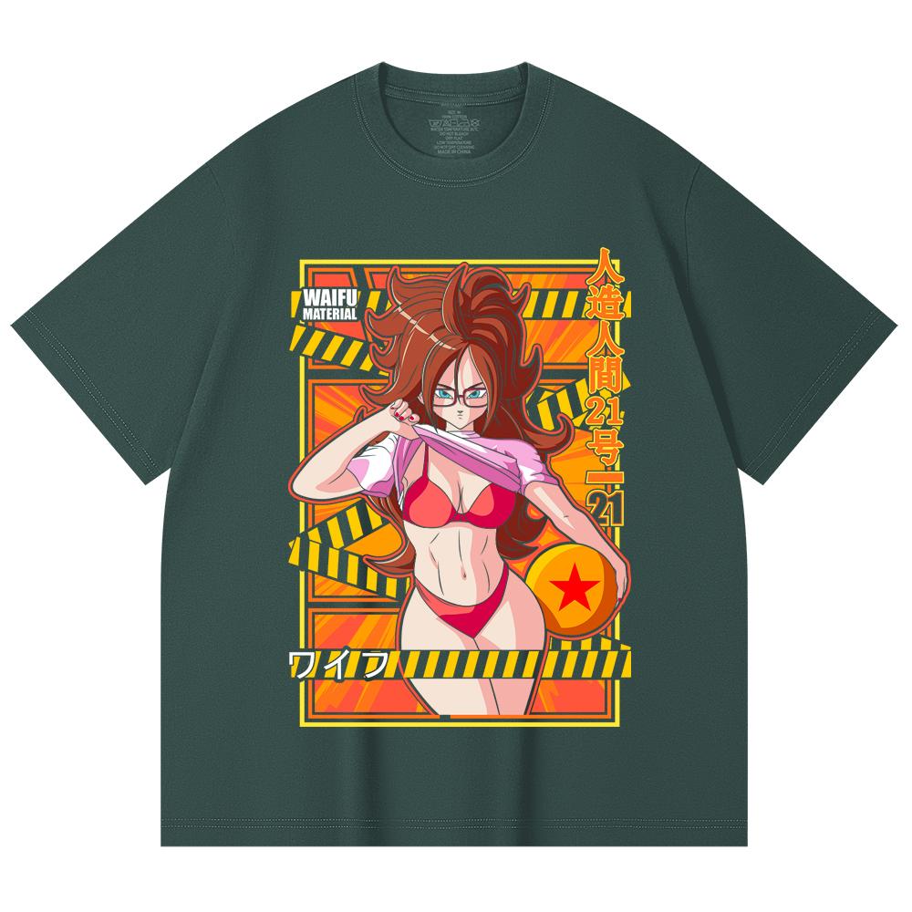 230 Gsm 100% Cotton Dragon Ball V25 Android 21 Waifu Print Unisex Heavy Cotton T Shirt