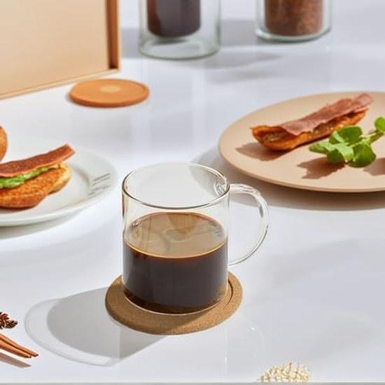 Cork Coaster Diameter 10cm Thickness 10mm Set 8 Groove Design High-density Natural Cork.