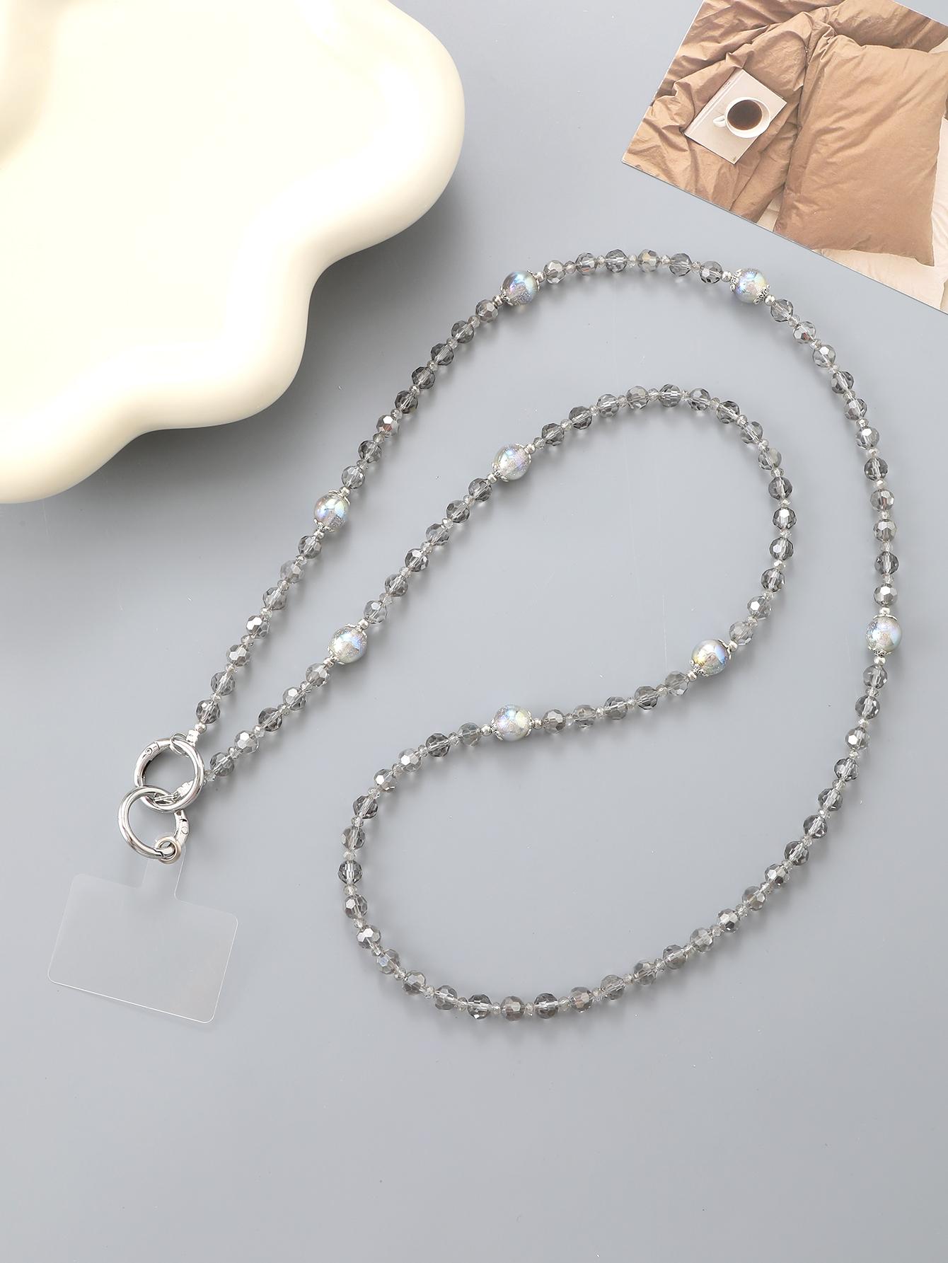 

New Minimalist And Versatile Colored Crystal Bead Phone Crossbody Chain Hanging Rope Accessory With Transparent Card Other