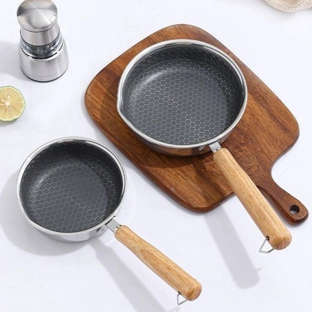 Uncoated Frying Pan Stainless Steel Omelette Pan Portable Uncoated Pan Grilling