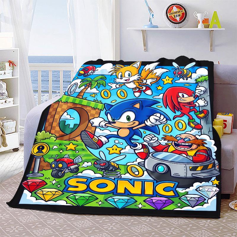 Sonic Anime Blanket Flannel Throw Soft Warm Lightweight Blanket for Sofa Bed Cozy Home Decoration -QJY