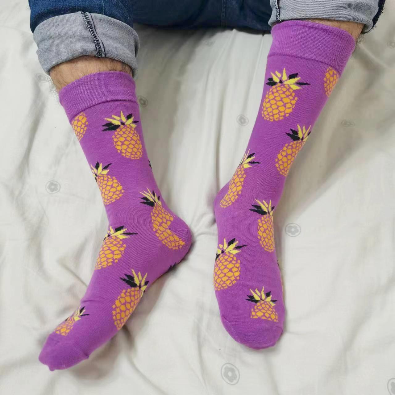 

Смешной узор ананаса хлопковые мужские носки для круглых носков Street Tide носки для круглых носков Подарочные мужские носки для мужей Милые уличные носки Новинка Веселый розовый фиолетовый free size
