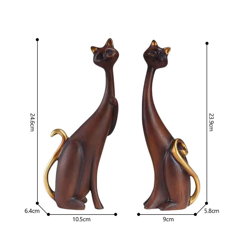 Oil Painting Couple Cat Figuirnes Decoration Home room Desktop Statue Ornaments Items Villa Club Sculpture Accessories Crafts