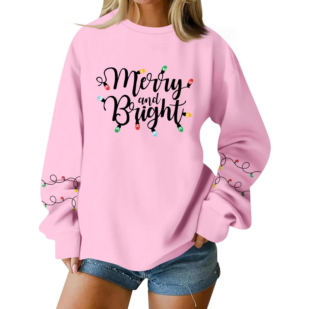 Women  Tops Women's Long Sleeve Sweatshirt Casual Crewneck Loose Fit Pollover Fleece Tops