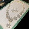Diamond-encrusted pearl flower stud earrings necklace retro temperament jewelry set light luxury high-end jewelry