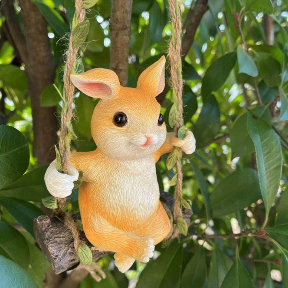 Garden Landscape Bunny Statue Resin Crafts Rabbit Sculpture  Home Decoration