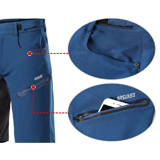 ARSUXEO Men's Cycling Shorts Loose Fit MTB Mountain Bike Shorts Outdoor Sports Hiking Downhill Bicycle Short Pants 2006