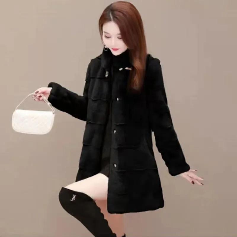 Jachetă de toamnă Design de modă Sense Is Thin Temperament sălbatic Jachetă de nurcă imitație de ultimă generație Trend pentru doamnele groase