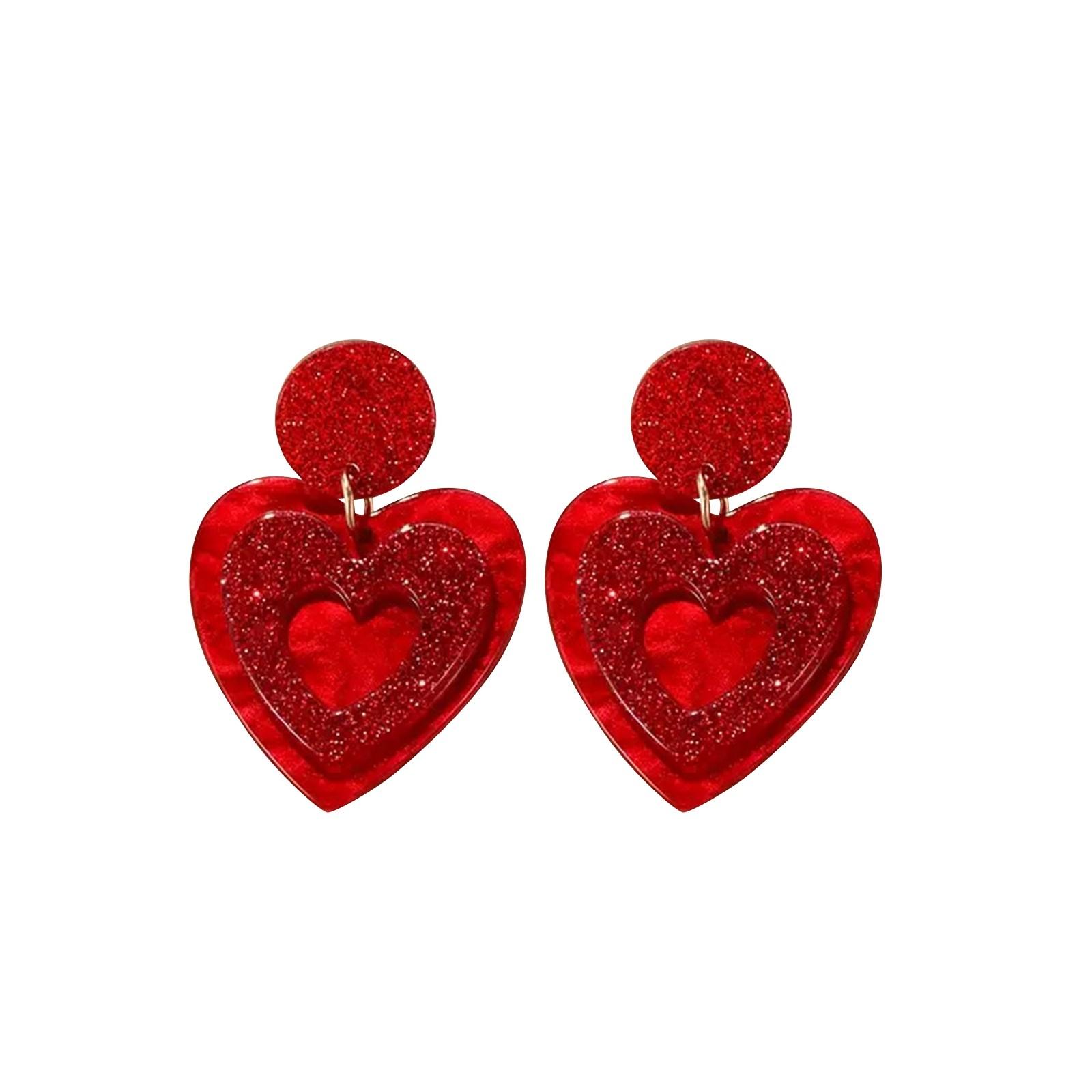 

Valentine s Day Love Earnail Design, Fashionable And Personalized Earrings, Double Layered Love Earrings, Ear Accessories For Women One Size красный