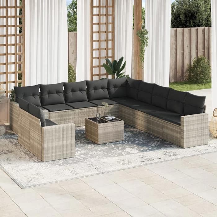 VidaXL Garden Lounge Set with Cushions 12 Pcs, Patio Sofas, Patio Furniture Set, Outdoor Furniture, Grey 3251539