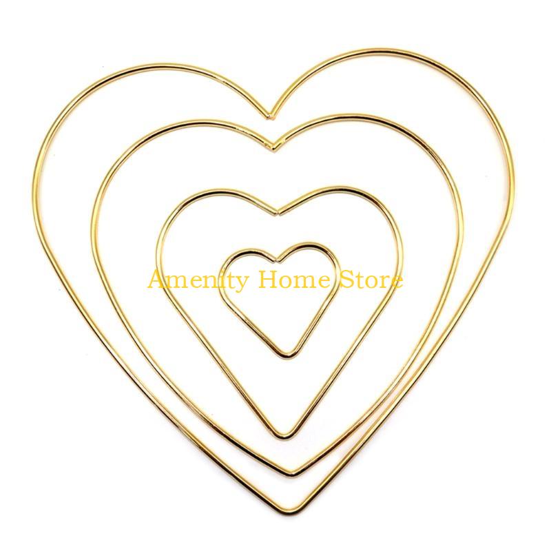 F26C Love Heart Stars Moon Hoop for Handmade Dreamcatcher Making Wall Dream Catcher Frame Circle Ring Metal Macrame Hoop