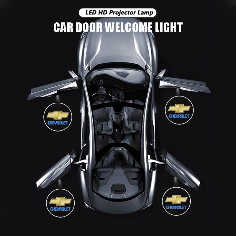 AABHF1 2Pcs Car Door Welcome Lights Projector Lamps Accessories For Chevrolet Trax Camaro Aveo Cruze Sonic Silverado Captiva Equinox