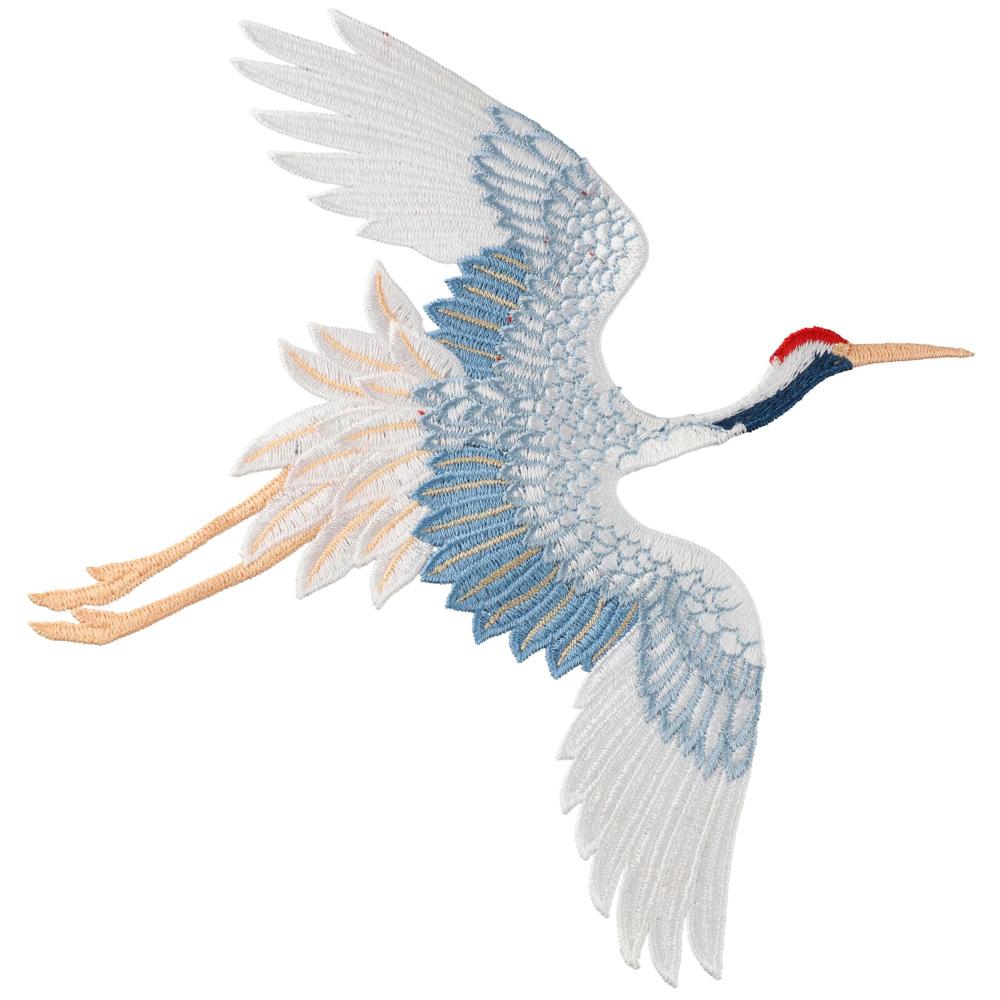 2pcs Large Red Crowned Crane Birds Sew On Blue Animal Birds Iron On Patches for Jeans