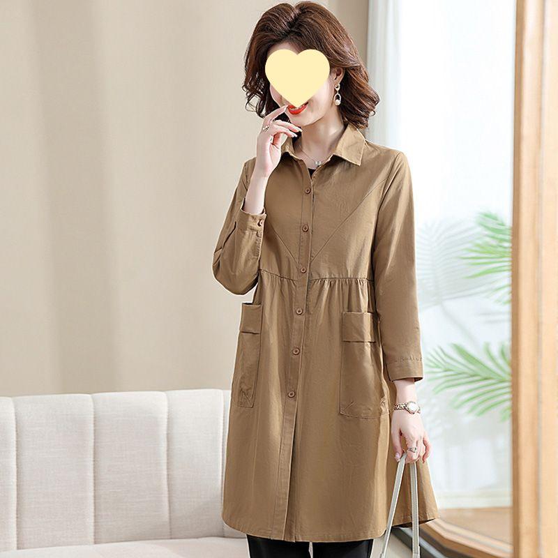 

2025 Приталенное пальто-тренч средней длины для женщин среднего возраста - Весна/Осень XL [45-52 kg] хаки