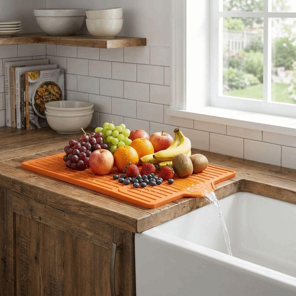 Heat Resistant Kitchen Sink Mat Drainage Function Dish Drying Pad Home Kitchen