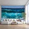 2D Ocean Wave Tapestry Turquoise Sea Wall Hanging for Bedroom Living Room Home Decor