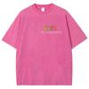 Colorful Letter Vitality Pattern Printed T-shirt Retro Water Wash Vintage Short Sleeve Men's and Women's Loose Top
