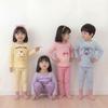 Cute Candy-Colored Kids' Fleece Pajama Set - Long Sleeve Autumn Wear for Boys & Girls