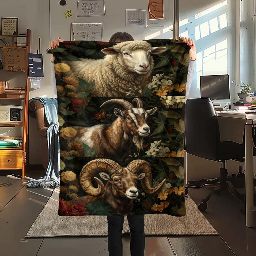 1 ks Flanelová deka s retro potiskem, Vysoce kvalitní, Pohodlná pro všechna roční období, Domácí dekorace, Teplo a pohodlí