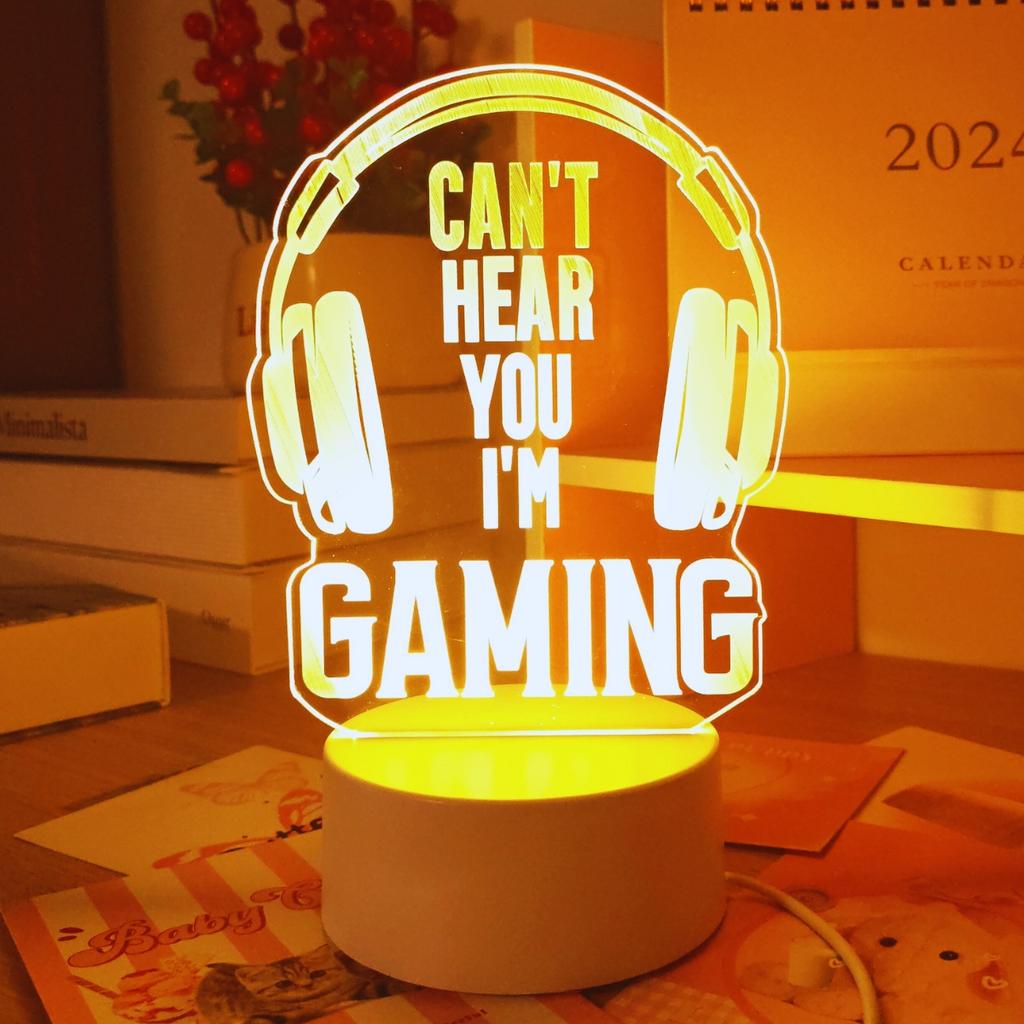 Game Headset 3D Night Light, USB Powered, Used for Game Room Decoration, Christmas, Birthday Decoration Lights