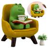 Frog Drinking Coffee Ornament Creative Funny Frog Reading Sculpture Miniature Frog Read Book Figurines for Shelf Desk Decoration