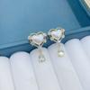 1 Pair Pearl Drop Earrings Trendy Shiny Rhinestone Gold Color Tassel Dangle Earrings For Women Party Jewelry Accessories Gift