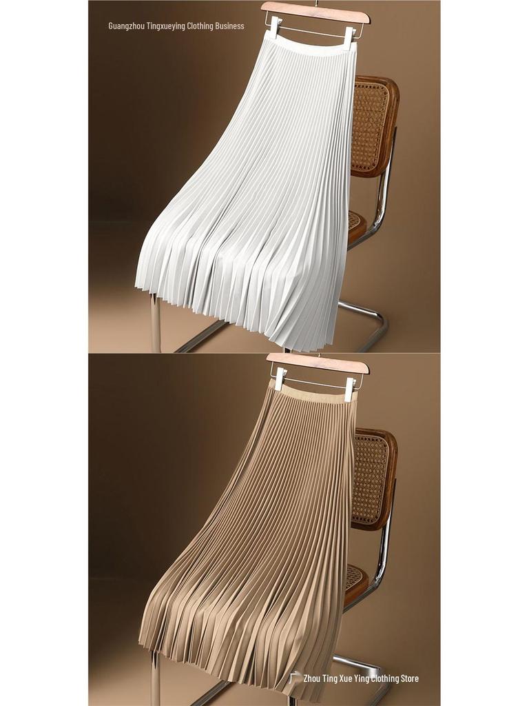 Premium Satin Pleated Maxi Skirt - Plus Size