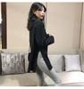 Trendy Plus Size Mid-Length Korean Women's Long-Sleeve T-Shirt with Split Hem