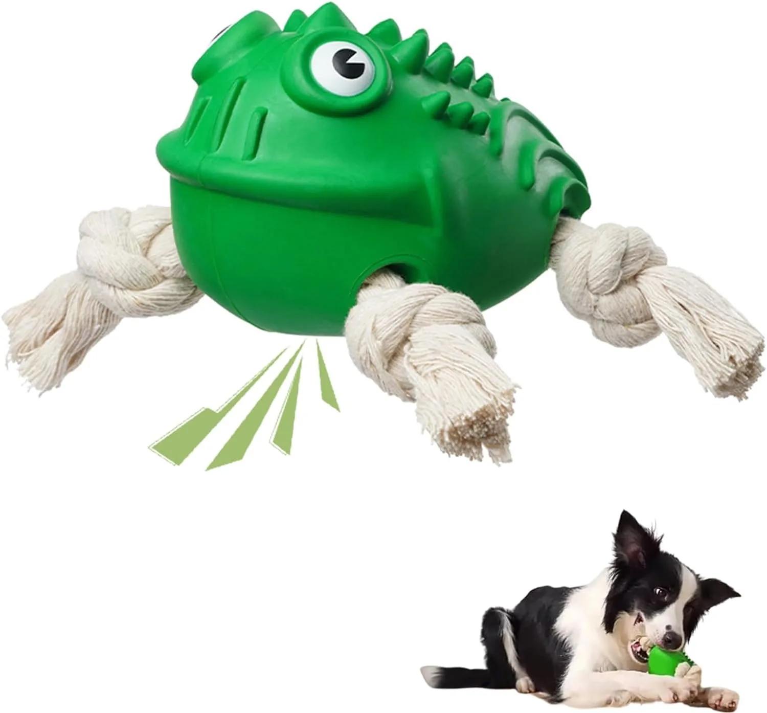 

Резиновая пищащая игрушка для собак при прорезывании зубов Интерактивная игрушка для перетягивания зубов для собак Жесткие игрушки Агрессивные жевательные игрушки Прочная веревочная игрушка для домашних животных для больших и средних собак зелёный