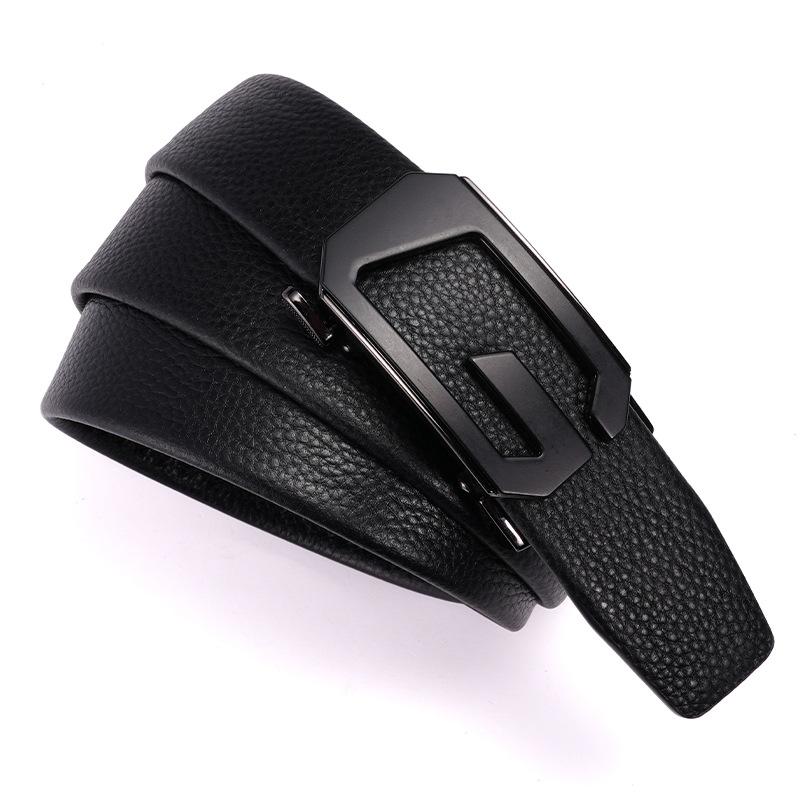Men'S Leather Belt High-End Business Belt First Layer Cowhide Casual Versatile Automatic Buckle Business Belt Men'S