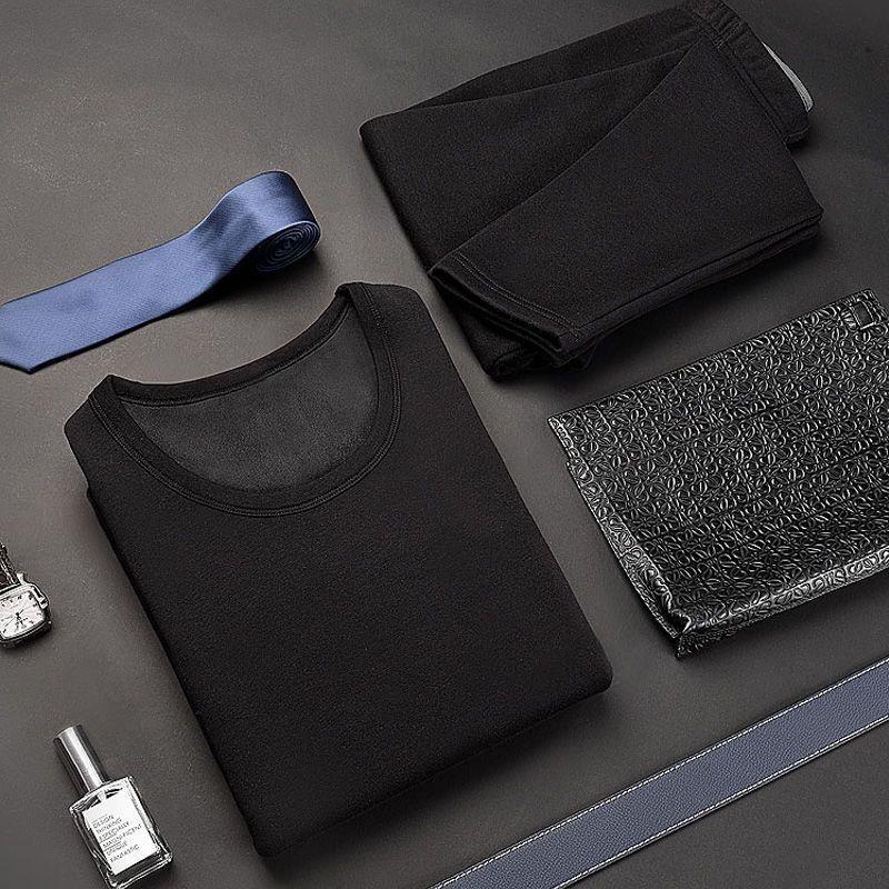 Nanjiren Men's Thickened Fleece-Lined Thermal Underwear Set
