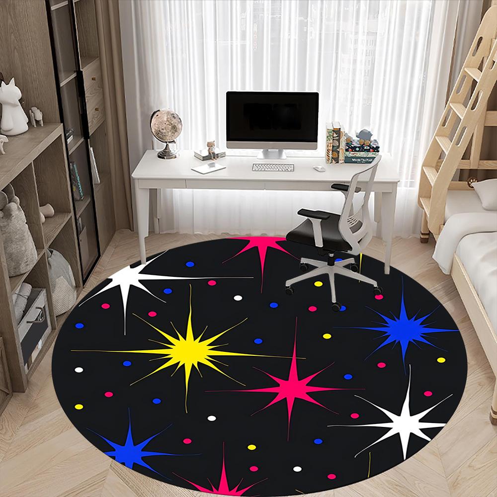1pc Cosmic Stars Chair Carpet for Office, Round Non Slip Durable Large Size Office Carpet, Suitable for Office