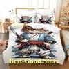 COOL Samurai Cat Bedding Set Duvet Cover Full Queen King Size Pillowcase Bed Printed Bed Set Aldult Kid Bedroom Single Twin