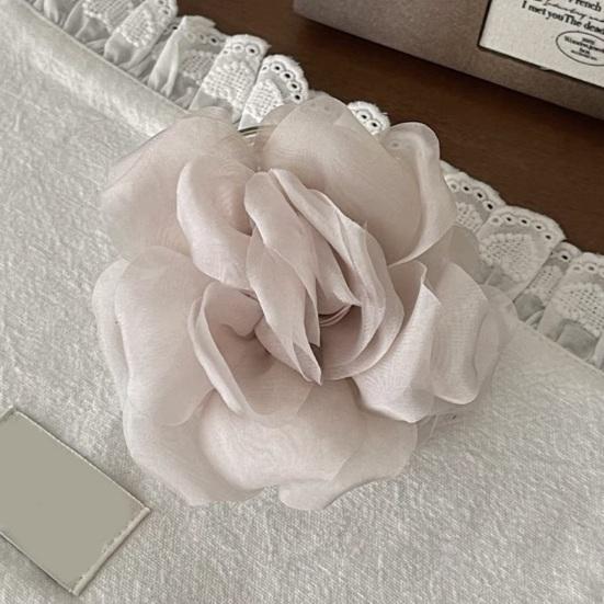 Hair Claw Mesh Yarn Texture 3D Flower Design Large Shark Hair Clip Versatile Daily Date Hair Accessory