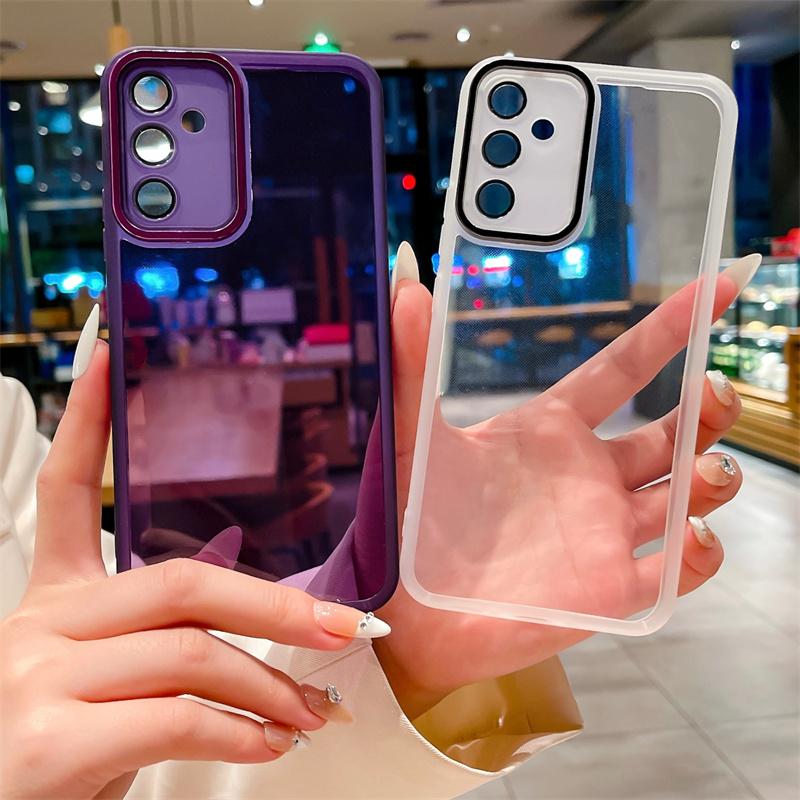 Transparante siliconen hoes voor Samsung Galaxy A55 A35 A56 A16 A06 A54 A34 A25 A24 A23 A53 A52 A14 A12 M33 M55 M15 M34 met glazen lensfolie bescherming
