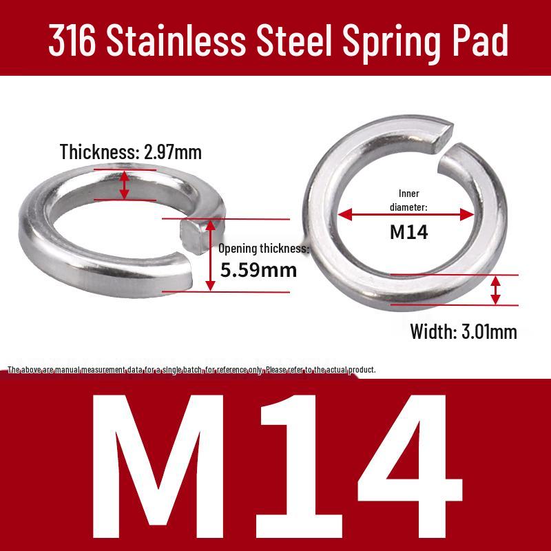 Stainless Steel & Blackened Carbon Steel Spring Washers (M1.6-M42) Elastic Open Washers