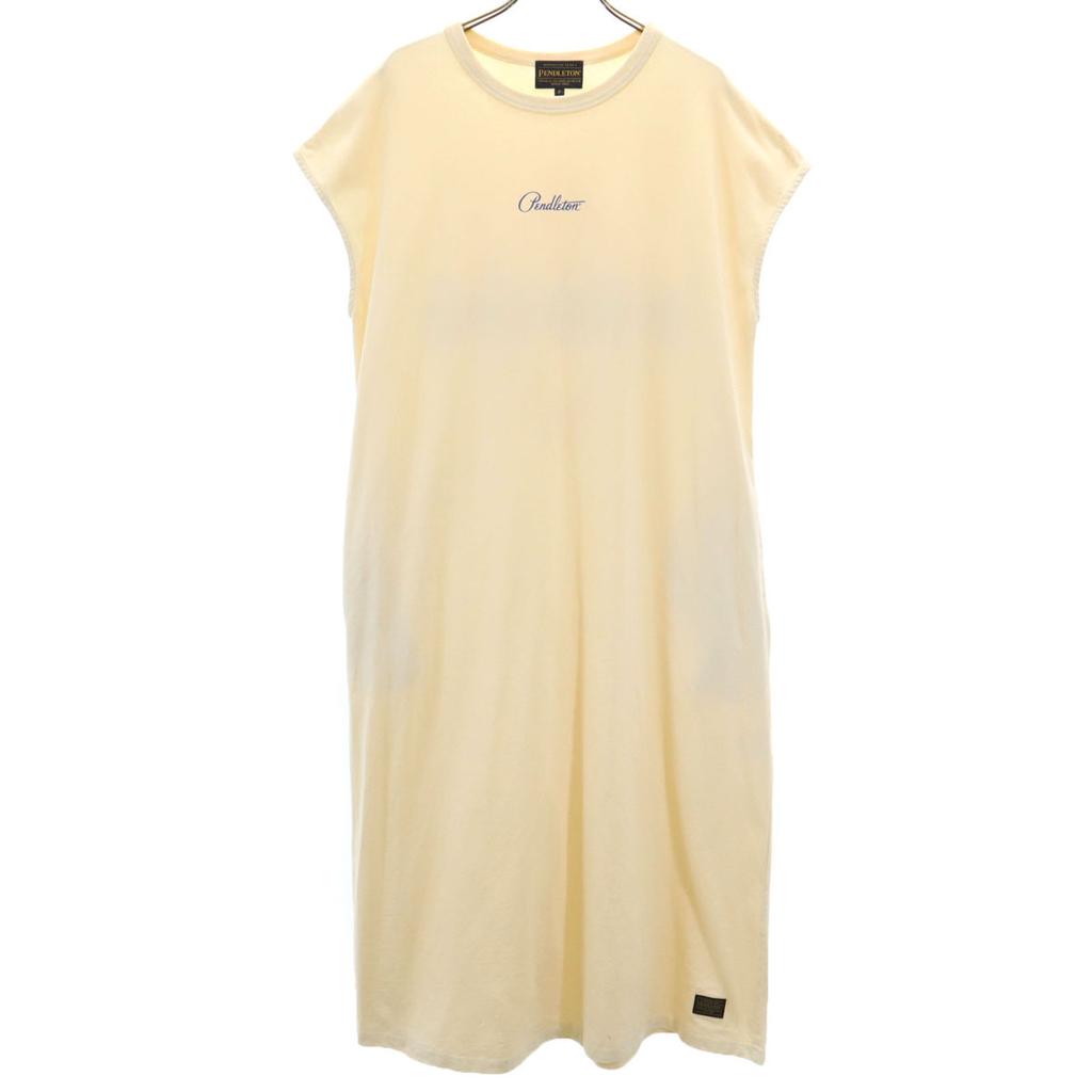 PENDLETON French Sleeve Long Dress F Cream Type Back Print Women Used