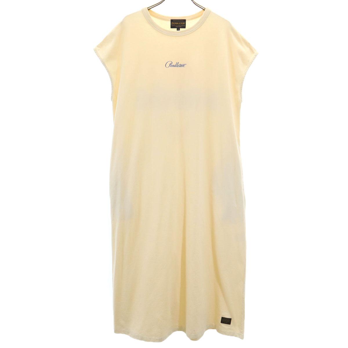 

PENDLETON French sleeve Long dress F Cream type Back print Women Used