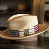 S/S New Fedora Straw Hat With Wide Striped Band, Woven Sun Hat For Men Women