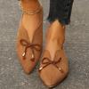 Women Shoes Shallow Pointed Toe Solid Bow Single Shoe Flat Bottomed Casual Slip On Comfort All Match Lazy Shoes Woman Sneakers