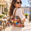Real Leather Patchwork Bag with Plenty of Storage Space