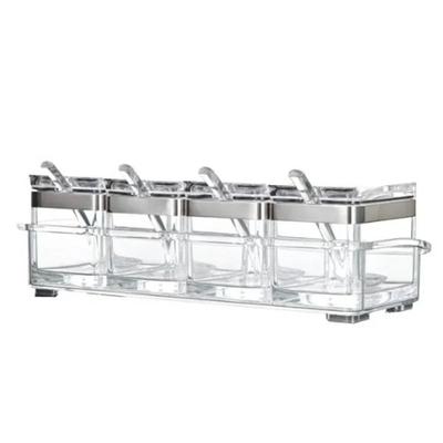 Kitchen Organizer and Storage Container Acrylic Seasoning Box Spice Jar Set Condiment Cruet Bottle Kitchen Supplies