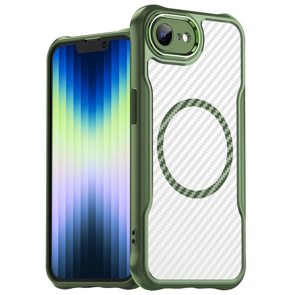 For iPhone 16e Case TPU+PC Carbon Fiber Phone Cover Compatible with MagSafe