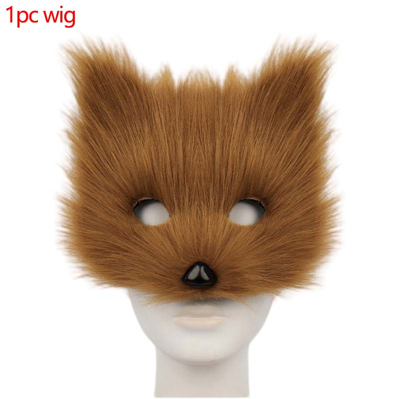 Halloween Half Face Plush Mask Artificial Fox Mask Supplies Horror Cosplay Props Carnival Cos Unisex Colorful Fox Mask For Gifts