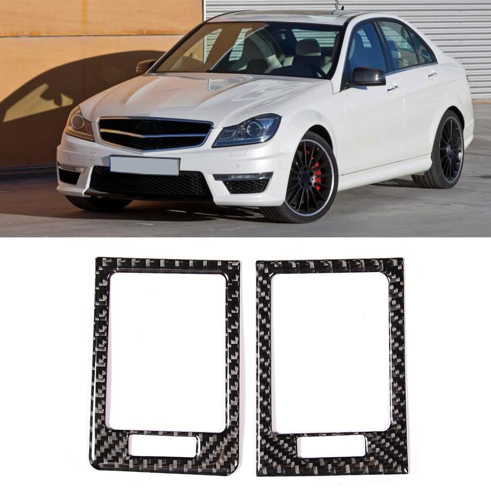 2 Pcs Control Panel Vent Trim Soft Carbon Fiber Air Outlet Cover Fit for Mercedes W204 05 12