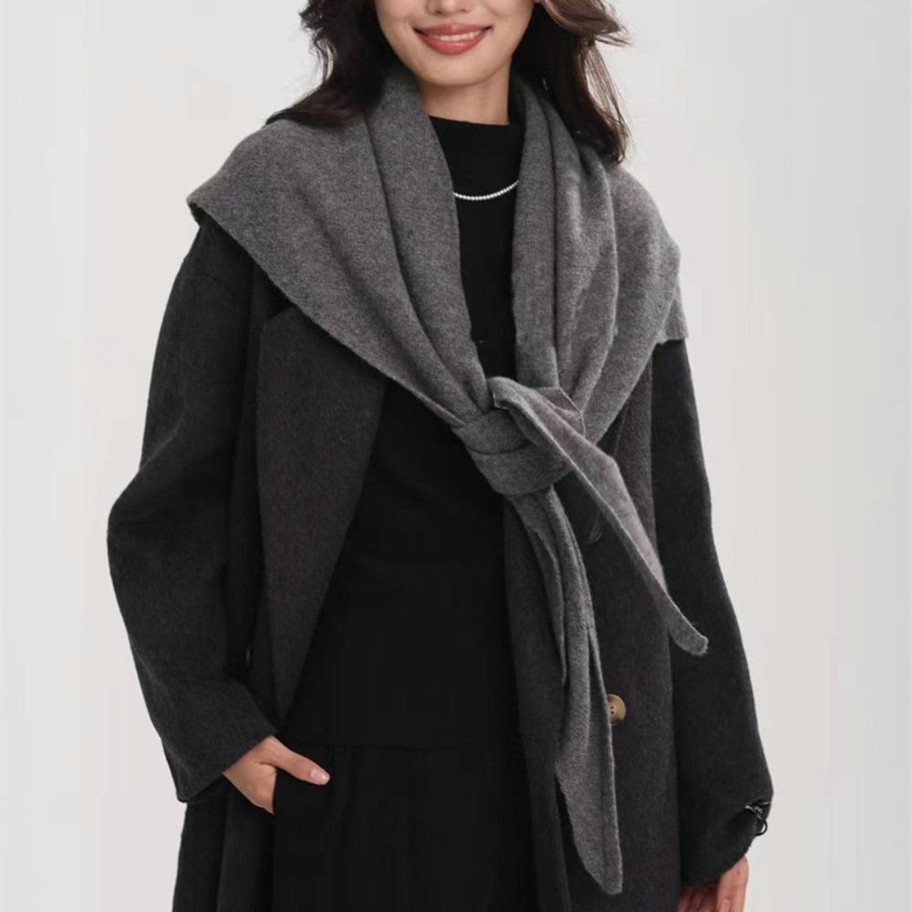 Solid Color Triangle Shawl Striped Cross Scarves Retro Large Wraps Clothing Accessories